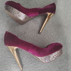 glitter platform heels for women